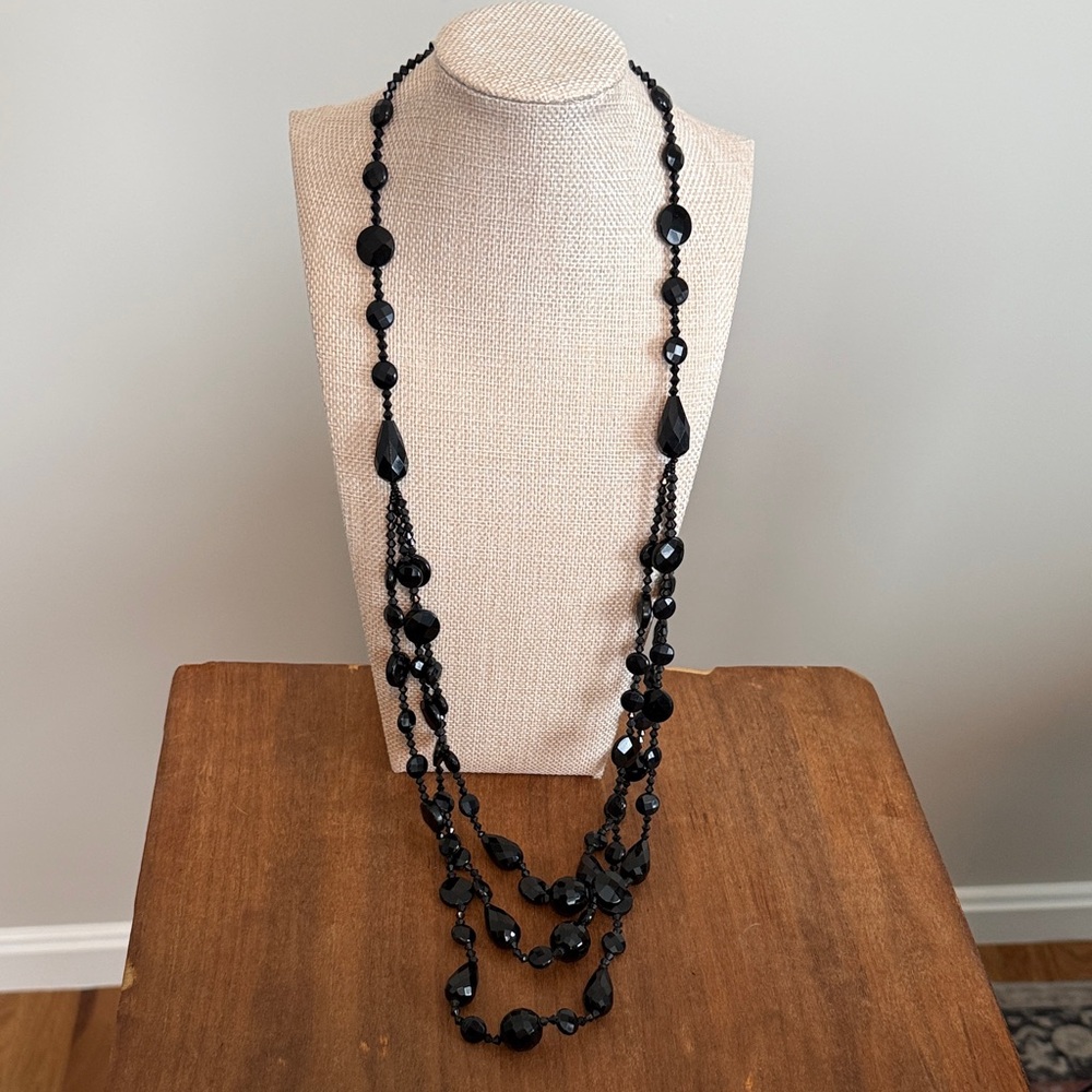 Lia Sophia Black Beaded Necklace